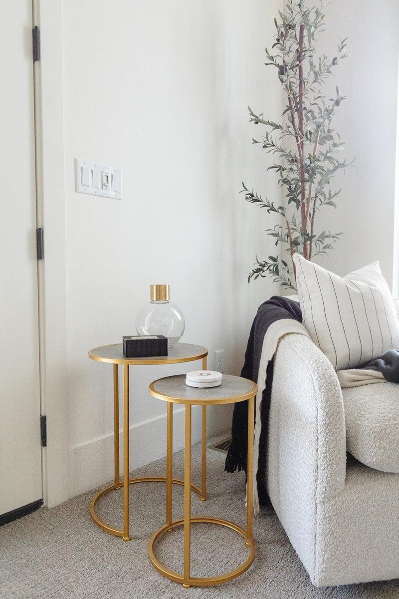 Anza Faux Shagreen Nesting End Table - Grove Collective