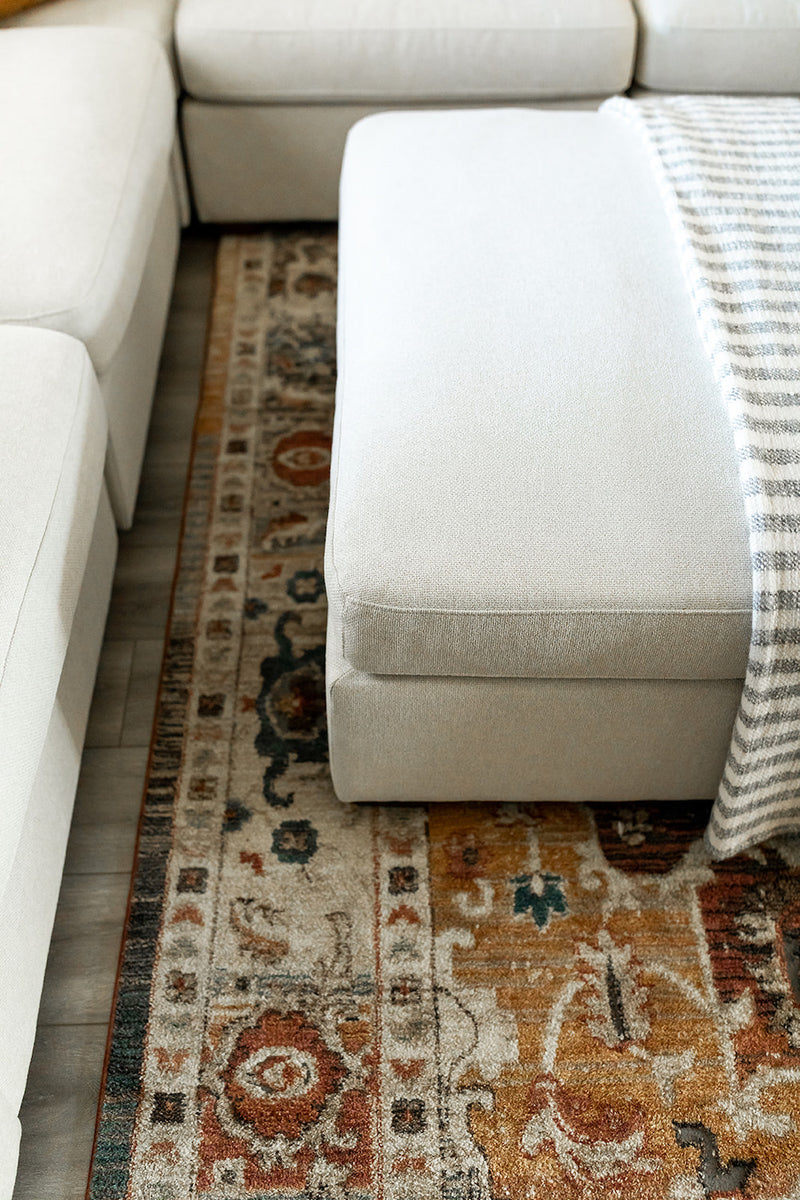 Rowan Ottoman - Performance Fabric - Almond Dust