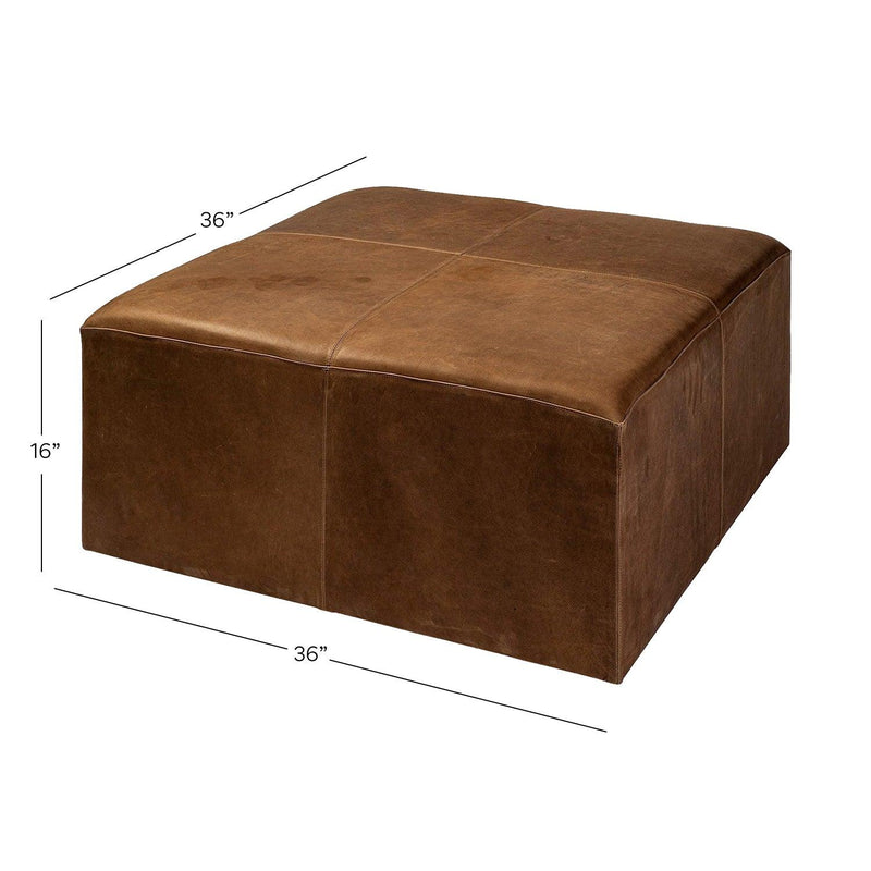 Minerva Leather Ottoman - Grove Collective