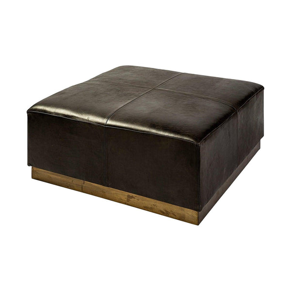 Minerva Leather Ottoman - Grove Collective