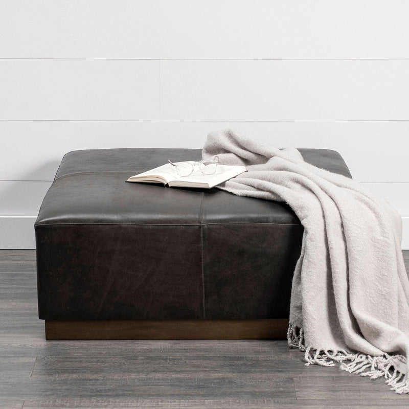 Minerva Leather Ottoman - Grove Collective