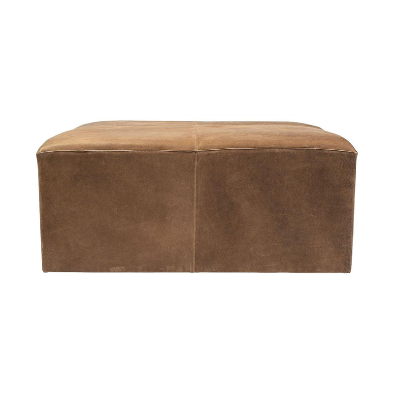 Minerva Leather Ottoman - Grove Collective