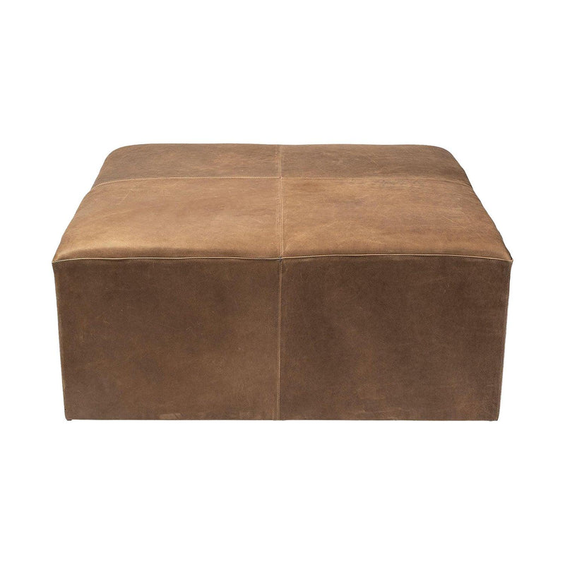 Minerva Leather Ottoman - Grove Collective