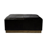 Minerva Leather Ottoman - Grove Collective