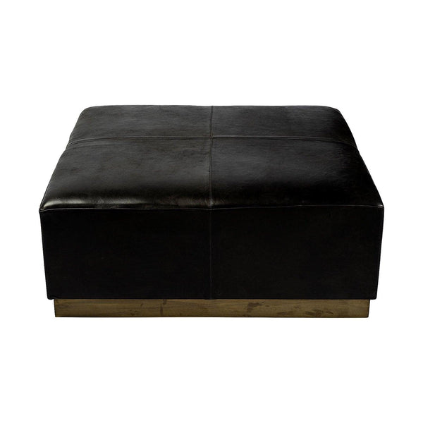 Minerva Leather Ottoman - Grove Collective