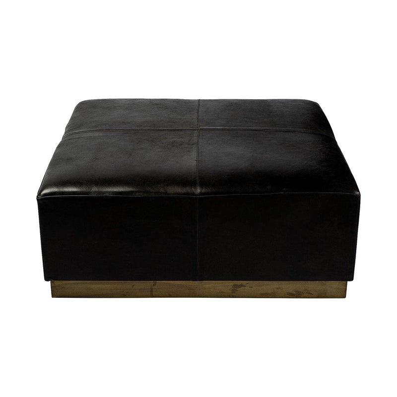 Minerva Leather Ottoman - Grove Collective