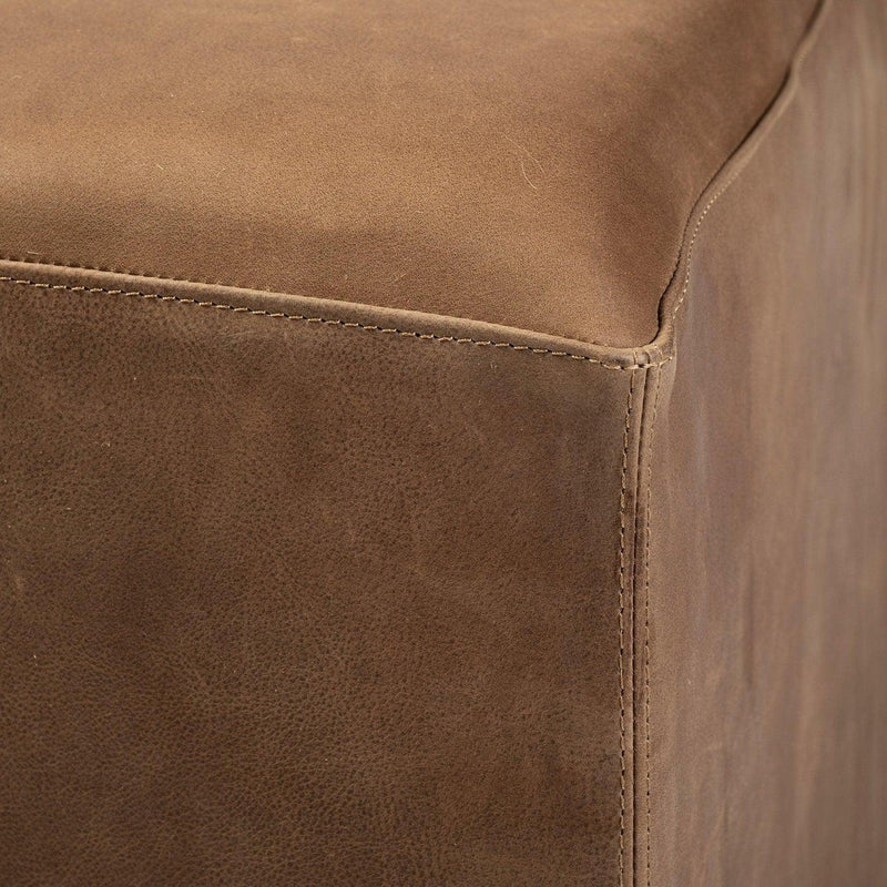 Minerva Leather Ottoman - Grove Collective