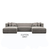 Clifton U-Shape Sectional - Grey - Grove Collective