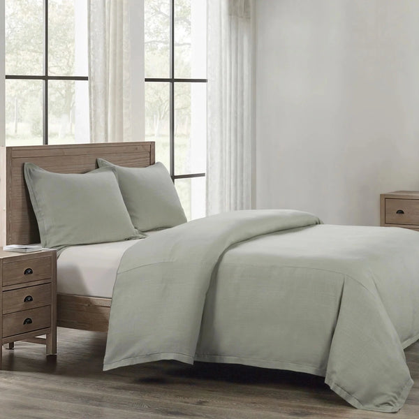 Hera Washed Linen Flange Duvet Cover Set - Grove Collective