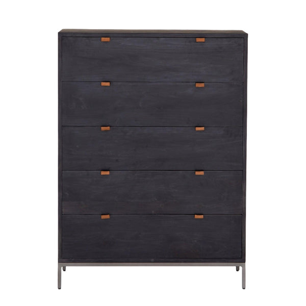 Trey 5 Drawer Chest Black Wash Poplar - Grove Collective