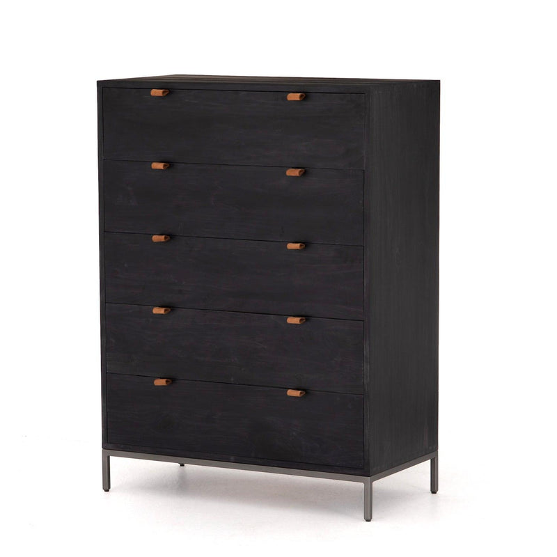 Trey 5 Drawer Chest Black Wash Poplar - Grove Collective