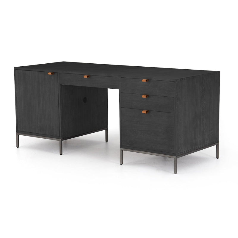 Trey Executive Desk Black Wash Poplar - Grove Collective