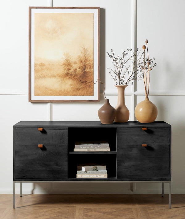 Trey Modular Filing Credenza Black Wash Poplar - Grove Collective