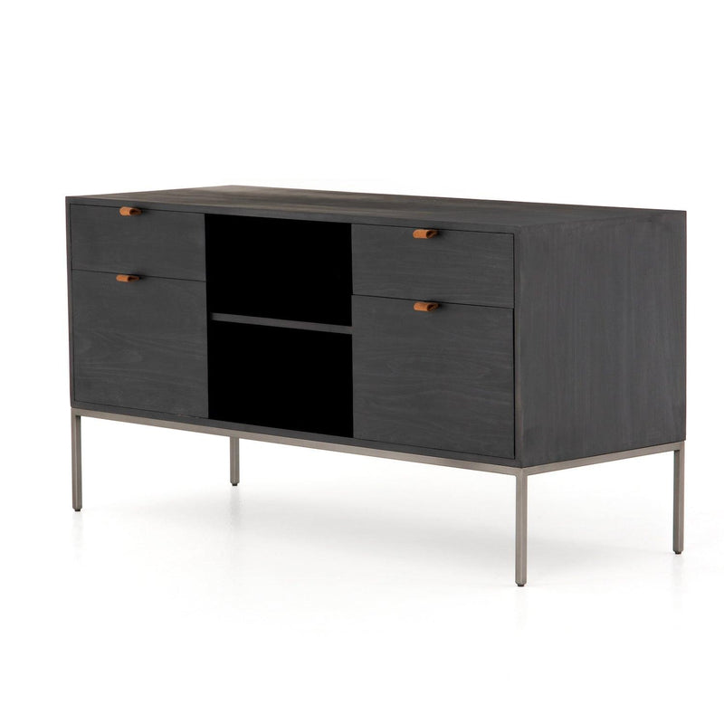 Trey Modular Filing Credenza Black Wash Poplar - Grove Collective