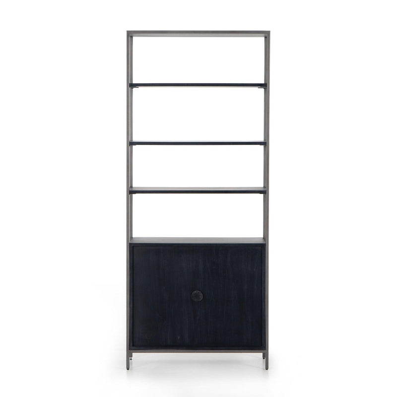 Trey Wide Bookcase Black Wash Poplar - Grove Collective