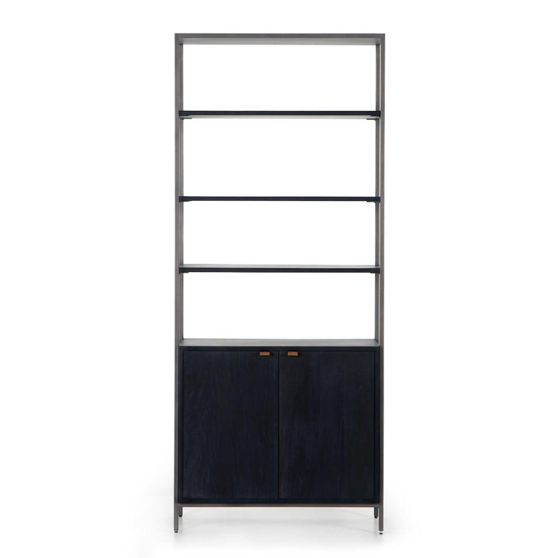 Trey Wide Bookcase Black Wash Poplar - Grove Collective