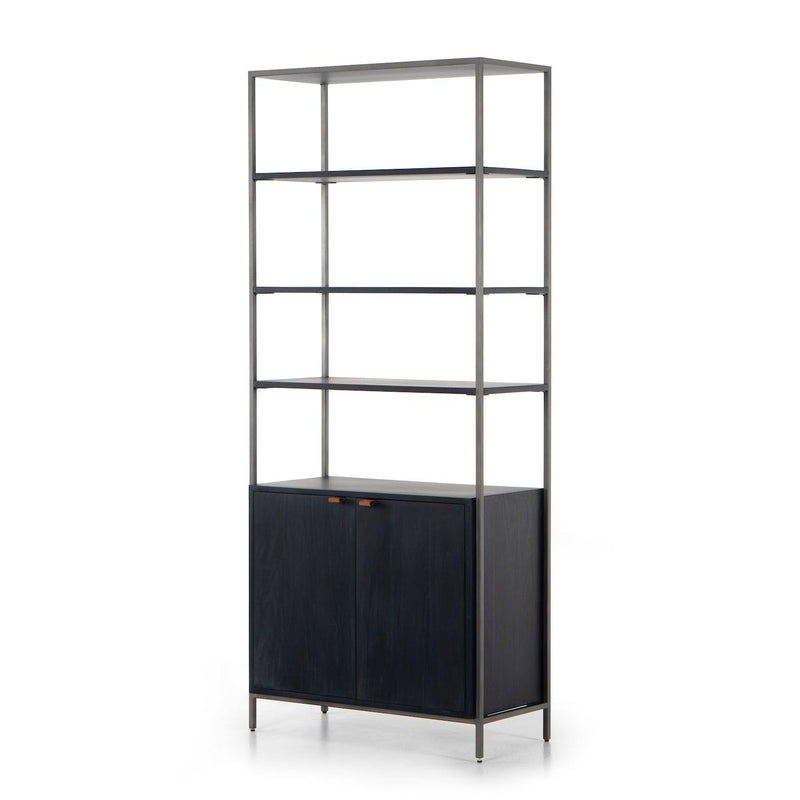 Trey Wide Bookcase Black Wash Poplar - Grove Collective