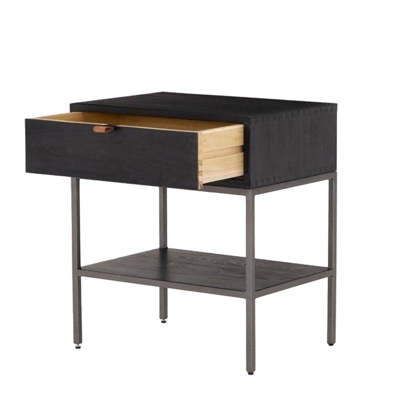 Trey Nightstand Black Wash Poplar - Grove Collective