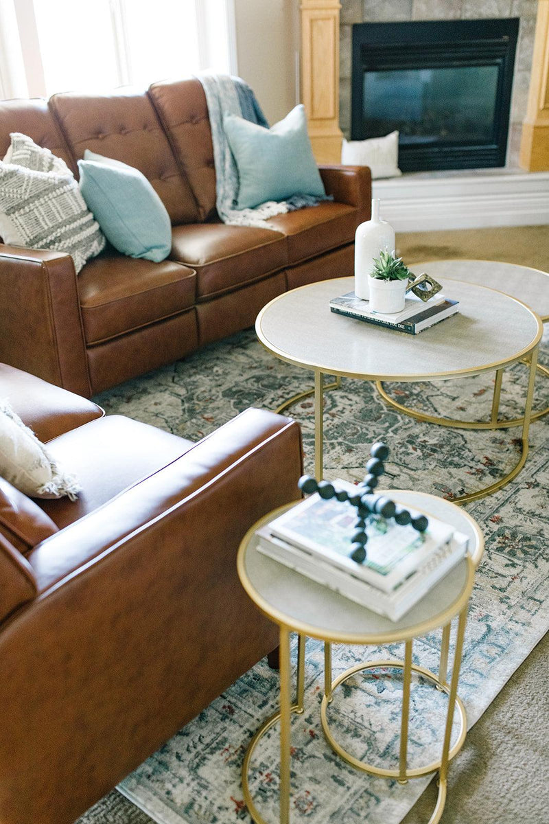 Anza Faux Shagreen Nesting End Table - Grove Collective