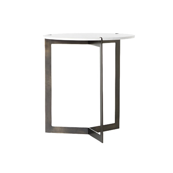 Kiva End Table, Polished White Marble - Grove Collective